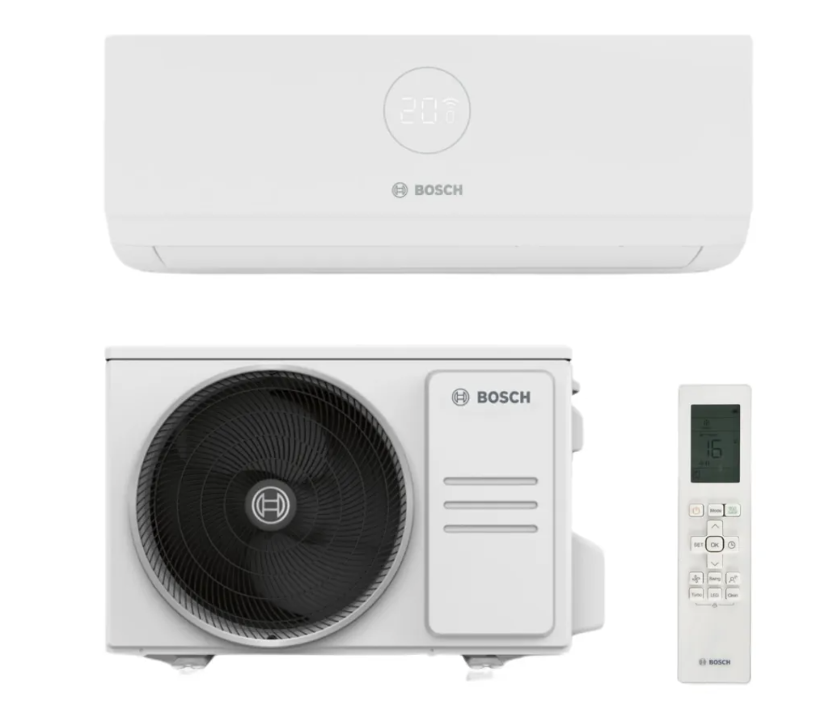 Aparat de aer conditionat Bosch Climate 3200i R32 Inverter 18000 BTU, filtru cu catalizator rece, ventilator 4 trepte, Timer, Follow Me, i-Clean, repornire automata
