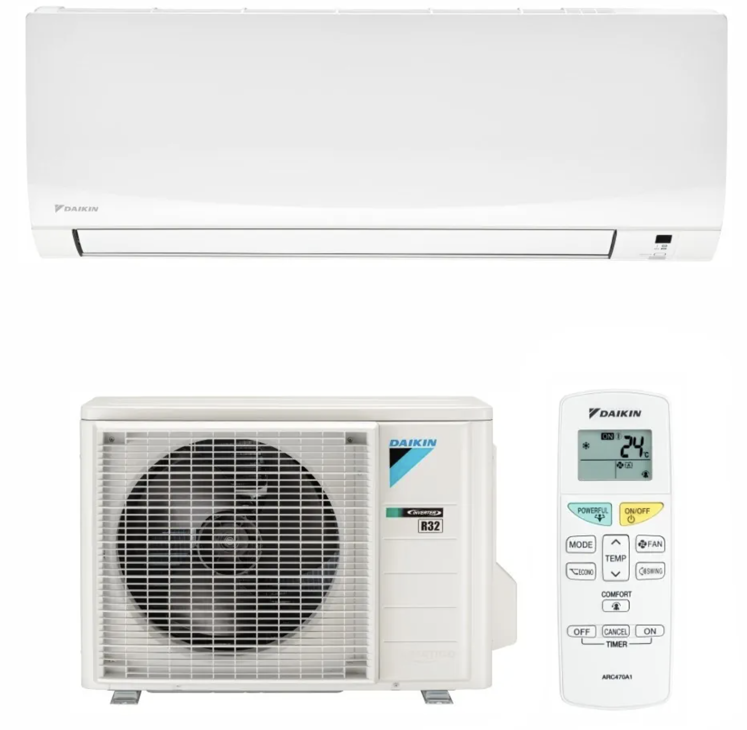 Aparat de aer conditionat Daikin Sensira Bluevolution FTXF25E-RXF25F Inverter 9000 BTU, repornire automata, 5 trepte de viteza, mod putere, comutare automata racire-incalzire