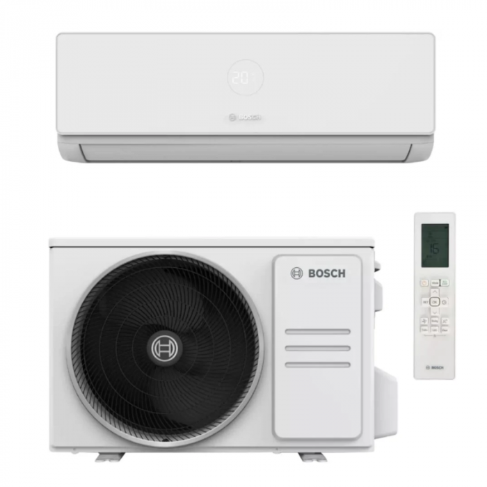 Aparat de aer conditionat Bosch Climate 6000i R32 Inverter 24000 BTU, repornire automata, senzor prezenta, I-clean, Turbo, Timer, Follow me, CL6001iU W 70 E - CL6001i 70 E